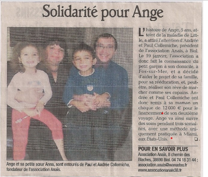 association anaïs 38 Biol Ange maladie de Little